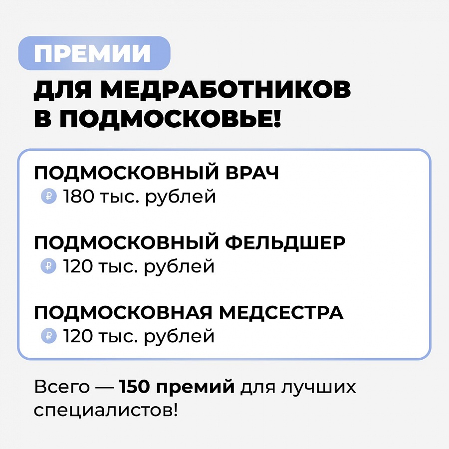 До конца приёма заявок на профессиональную премию медиков Подмосковья осталось меньше месяца!
