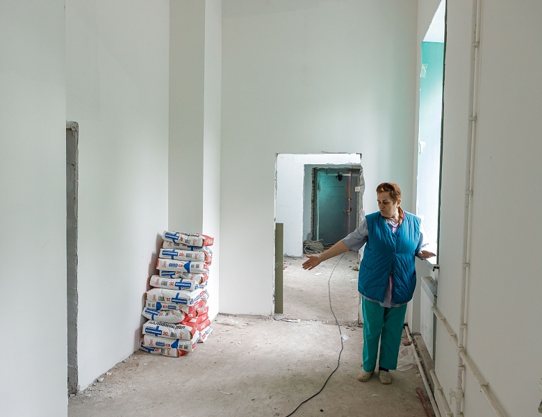 В поликлинике поселка Красково в Люберцах полным ходом идет ремонт